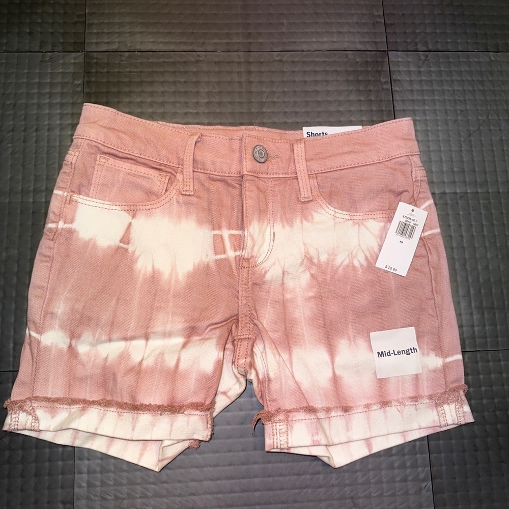 OLD NAVY PINK TIE DYE DENIM SHORTS GIRLS SIZE 10 NEW